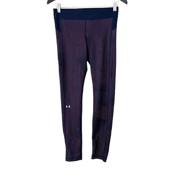 Under Armour Navy Red Printed Athletic Leggings - Picture 1 of 6